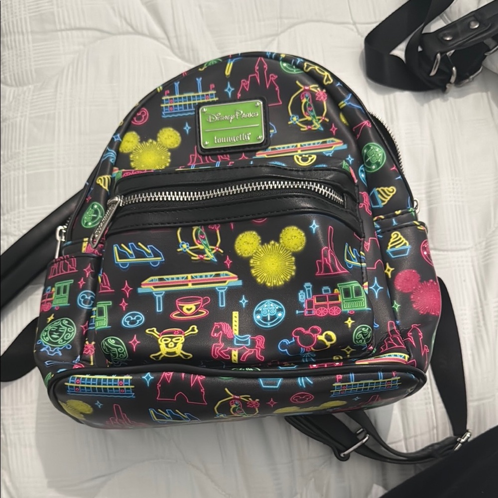Disney Parks Limited Edition Loungefly Backpack with Neon Design